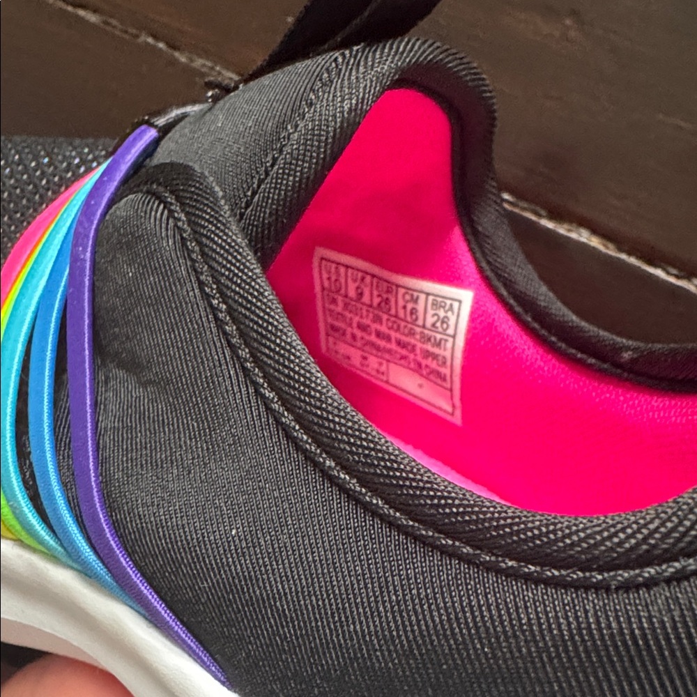 Skechers Kids' Black Sneakers with Rainbow Stripes - Picture 7 of 7